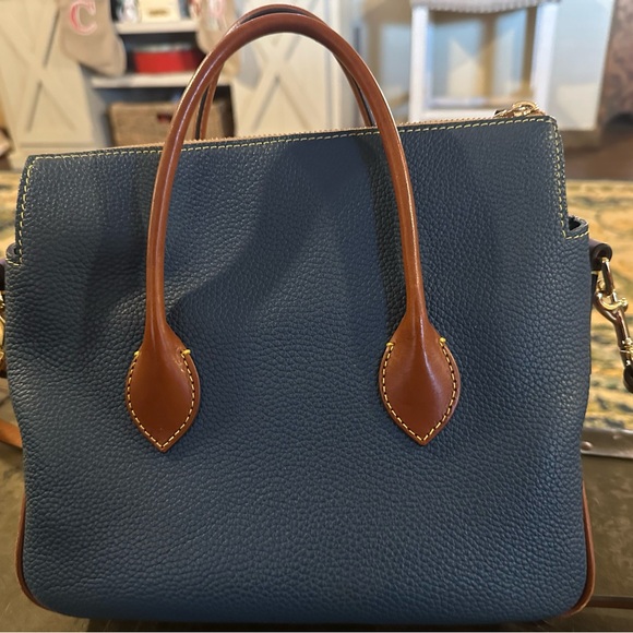 Dooney & Bourke Navy and Tan Satchel - Picture 3 of 5